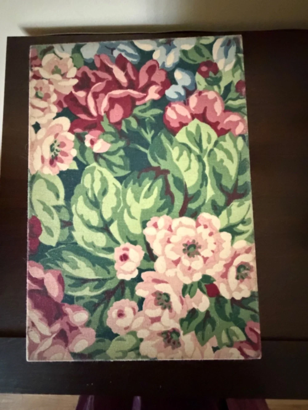 Vintage 80s Floral Fabric Two Tier Jewelry Box Case w/Mirror 10.5